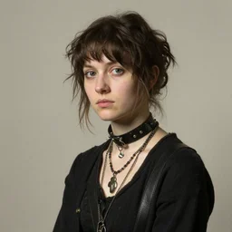 a portrait of a pretty sewer punk young lady by adolph menzel