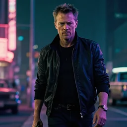 cyberpunk blade runner vibe starring wilem defoe movie still