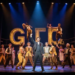 mathematics the musical on broadway, full cast, greek letters, playbill photo, stage lighting