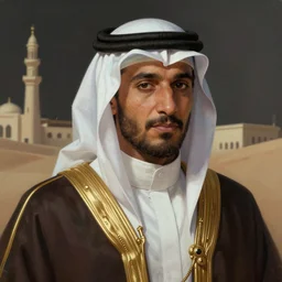 a personification of the country saudi arabia, highly detailed, digital painting, artstation, concept art, sharp focus, illustration, art by greg rutkowski and alphonse mucha