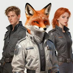 hyperdetailed anthropomorphic fox wearing a pale gray sci fi flight jacket, unreal engine, digital painting, vivid colors, vibrant colors, sharp focus illustration, artstation hq. intricate, elegant, medium shot, art by artgerm and greg rutkowski and magali villeneuve