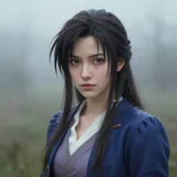 beautiful aerith gainsborough, face centered portrait, cottagecore, confident, fog, rain, volumetric lighting, soft light particles floating near her, illustration, perfectly shaded, oft painting, art by krenz cushart and wenjun lin