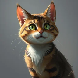 a concept art of a beautiful 3 d cat drawing, digital art, matte painting, trending artstation, 8 k
