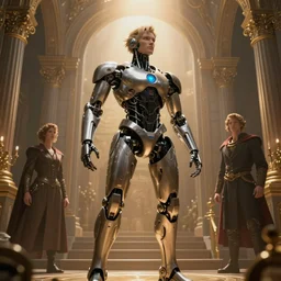 humanoid cyborg heaven, rococo background, cinematic shot, 8 k. octane render, artstation, epic, cinematic lighting, heroic, heavenlyby tsutomu nihei, by bruce pennington, by dan mumford