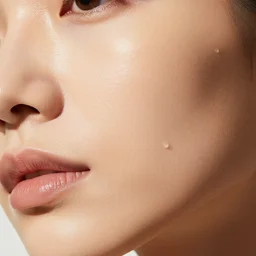 “ a woman face textured of lemon skin”