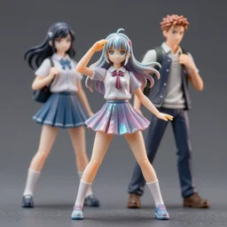 james jean and ilya kuvshinov isolated vinyl figure cute high school girl, expert figure photography, dynamic pose, interesting color palette material effects, glitter accents on figure, anime stylized, accurate fictional proportions, high delicate defined details, holographic undertones, ethereal lighting, editorial awarded