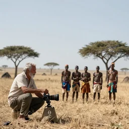 cinematography African tribe hunting in the savanna by Emmanuel Lubezki