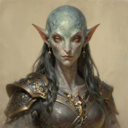 a beautiful portrait of an eldar, art by yoshitaka amano and warhammer 4 0 k