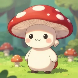 cute chibi fly agaric,japanese cute anime style