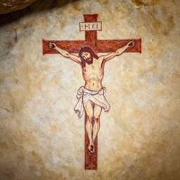 jesus on the cross, cave painting
