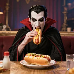 a vampire in a hot dog eating contest