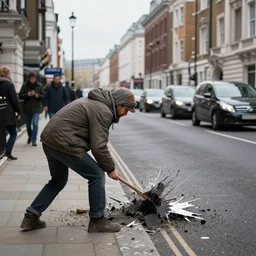 Caveman destroying the streets of London breaking news
