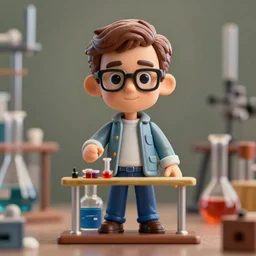closeup portrait of tin toy bill nye with chemistry set, depth of field, zeiss lens, detailed, symmetrical, centered, fashion photoshoot, by nicoletta ceccoli, mark ryden, lostfish, breathtaking, 8 k resolution, extremely detailed, beautiful, establishing shot, artistic, hyperrealistic, octane render