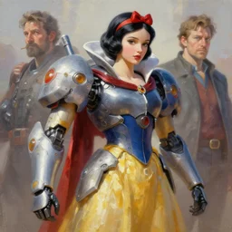 snow white in future mecha, oil painting, sunlit, paint texture, digital painting, highly detailed, artstation, sharp focus, illustration, concept art, ruan jia, charlie bowater, tom bagshaw, norman rockwell