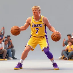 donald trump playing basketball in lakers uniform, fan art, digital art, octane render, trending on artstation