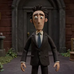 a cinematic film still of a horror movie directed by Tim Burton, claymation