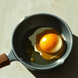 an egg frying in a pan with edward norton's face in the yolk, concept art by greg rutkowski, artgerm