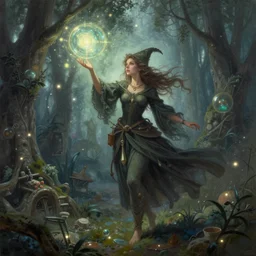 very_detailed_masterpiece_painting_of_an_beautiful good witch doing astral magic with light spheres_wide angle wiev_artstation_concept_art_by_Greg_Rutkowski_WLOP
