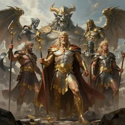 war between gods of the okympus and the titans, highly detailed, digital painting, artstation, concept art, smooth, sharp focus, illustration, unreal engine 5, 8 k, art by greg rutkowski