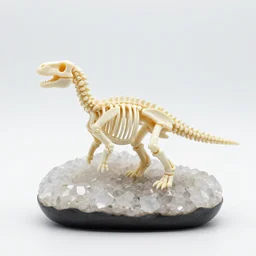 mini dinosaur skeleton in crystal geode