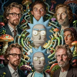 fungus labyrinth mohawk scales projector portrait by gaston bussierre and charles vess and james jean and erik jones and rhads, inspired by rick and morty, epic, funny, huge scale, beautiful fine face features, intricate high details, sharp, ultradetailed