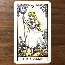 Hippy Alice in wonderland tarot card , pen and ink, intricate line drawings, by Yoshitaka Amano, Ruan Jia, Kentaro Miura, Artgerm, watercolor