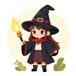 a cute wizzard girl, vector art