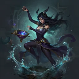 league of legends Splashart of a very mysterious girl puppeteer that controls the fate-W 640