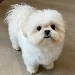 shih tzu, pomeranian poodle mix white fluffy dog