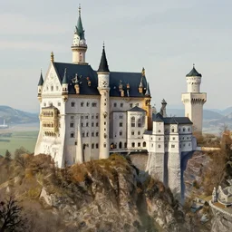Matte painting Landscape. Elaborate elegant castle built on top of a tall mountain. Detailed, intricate, HD, 8k, elaborate, detailed digital art trending in artstation