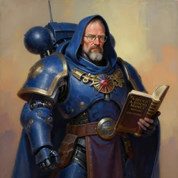 painting of walter white as a cloaked tech priest holding a book, adeptus mechanicus!, cybernetic enhancements attached to his body, praise the omnissaiah, zdzislaw beksinski, lewis jones, mattias adolfsson, warhammer 4 0 k!!, cold hue's, warm tone gradient background, concept art, digital painting