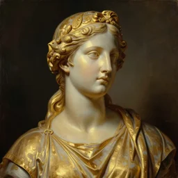 beautiful oil matte portrait painting, roman golden female sculpture, wonderful masterpiece highly detailed, beautiful cinematic light deep focus, elegant, digital painting, smooth, sharp focus, golden ratio, dramatic illumination, ultra realistic, 8 k, art by artemisia lomi gentileschi and caravaggio