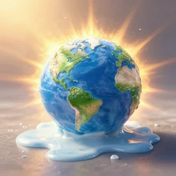 earth made of ice cream melting under the heat