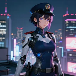 portrait anime visual futuristic female cyber police, on cyberpunk neon light tokyo rooftop, ssci - fi and fantasy, intricate and very beautiful, human structure, concept art, sharp focus, anime by rossdraws and magali villeneuve and luxearte and liya nikorov, frostine engine