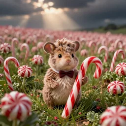 Waldo hiding in a field of peppermint candy canes