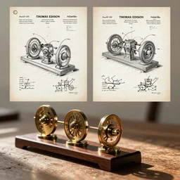 plans for a mutoscope as drawn by thomas edison. patent filing. detailed. hd