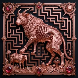 a creature of the night, anatomical drawing, rose - gold, ruby, flubber, wagyu, insanely detailed and intricate, hypermaximalist, elegant, ornate, hyper realistic, trapped in a labyrinth