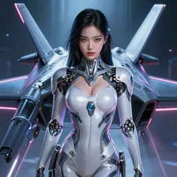 portrait futuristic of hoyeon jung as airforce girl, inside future fighter, sci - fi, fantasy, intricate, very very beautiful, elegant, human anatomy, neon strip light, highly detailed, concept art, smooth, sharp focus, illustration, art by dino valls and nicola samori and james jean and ruan jia, seductive look, beautiful