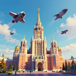 multicolor photo of moscow with flying spaceships, artstation concept art, created at future in 4 k ultra high resolution and with ultra wide angle, with inspiring feeling