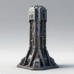3 d sculpt environment building prop, tron, star citizen, halo, mass effect, elysium, the expanse, high tech industrial, artstation unreal of a technological device in the shape of an industrial rectangular tower