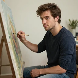 attractive male, painting by jean giraud
