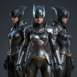 epic portrait of alien batgirl in plate armour by cleavanger and elvgren epic awesome beautiful perfect gorgeous symmetrical octane vfx maya render realistic