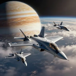 f 2 2 f 3 5 fighter jets in the clouds of jupiter jovian atmosphere blade runner 2 0 4 9, by feng zhu, highly detailed, excellent composition, cinematic concept art, dramatic lighting, trending on artstation