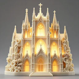 a hyperrealistic 3 d render of a delicate ivory sculpture of an ornate detailed cathedral populated by mandelbrot fractals, micro detail, unreal engine, backlit lighting, octane renderer, catholicpunk, glowing, photorealistic, physically based rendering, angelic, carved soap, trending on cgsociety