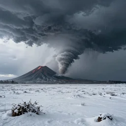 interstellar, snowy field, thunder, volcano, tornado, rainstorm,