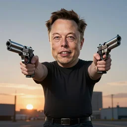 elon musk caricature: dueling pistols at dawn