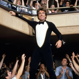 jimmy buffett in a batsuit failing to lift people up to the rafters