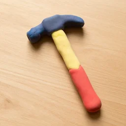a hammer made of colourful playdough