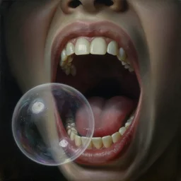 giant screaming mouth portal to tiny 3 d bubble, disturbing, uneasy, unsettling, by hieronymus bosch, trending on artstation, trending on nightcafe, by alexander fedosa oil on canvas