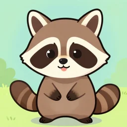 a very very cute 2 d racoon in an anime style